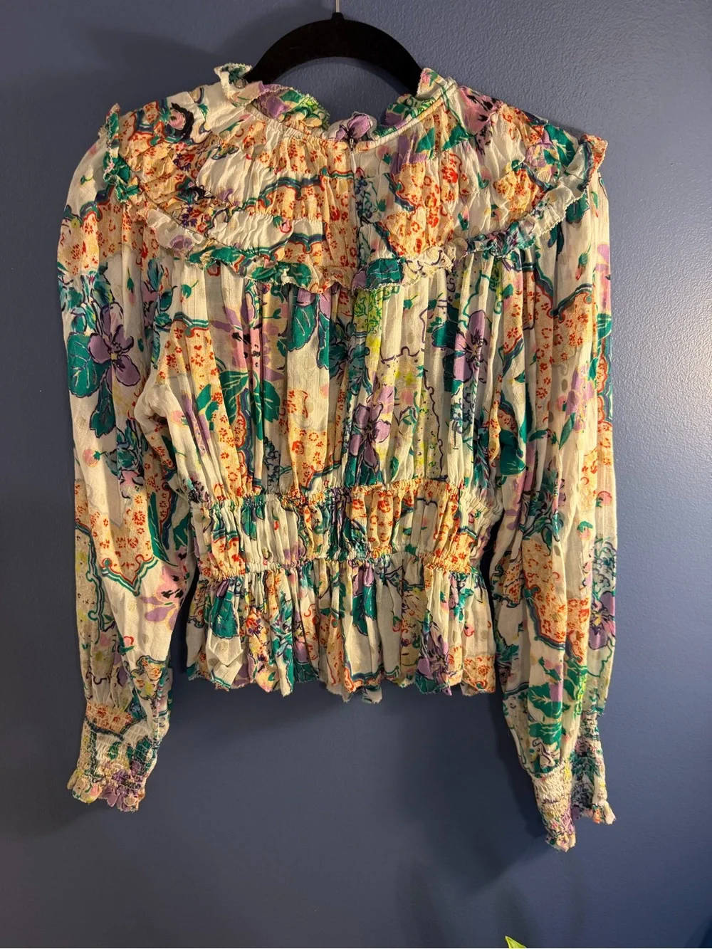 Love the label Floral Ruffle Long-Sleeve Women's Top Cream Multicolor Small